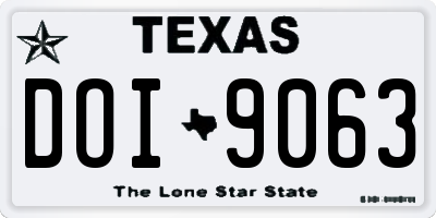 TX license plate DOI9063