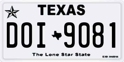 TX license plate DOI9081