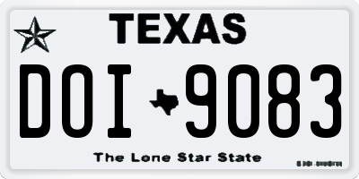 TX license plate DOI9083
