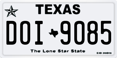 TX license plate DOI9085