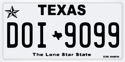 TX license plate DOI9099