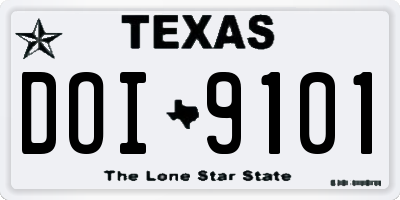 TX license plate DOI9101
