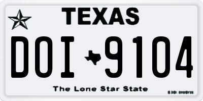 TX license plate DOI9104