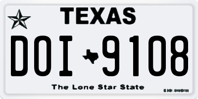 TX license plate DOI9108