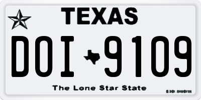 TX license plate DOI9109