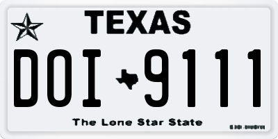 TX license plate DOI9111