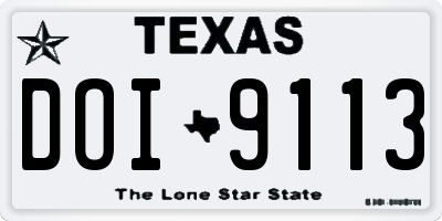 TX license plate DOI9113