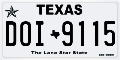 TX license plate DOI9115