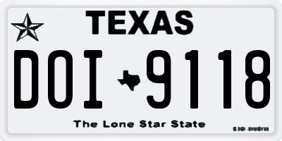 TX license plate DOI9118