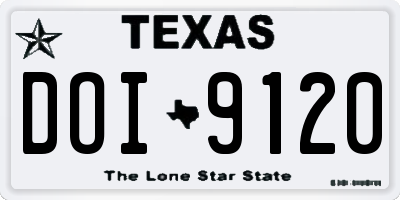 TX license plate DOI9120