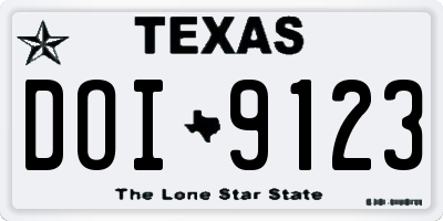 TX license plate DOI9123