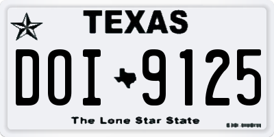 TX license plate DOI9125