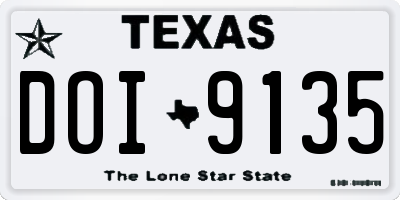 TX license plate DOI9135