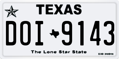 TX license plate DOI9143