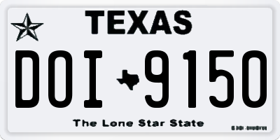 TX license plate DOI9150