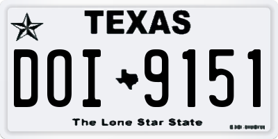 TX license plate DOI9151