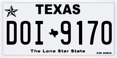 TX license plate DOI9170