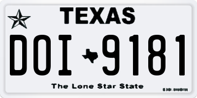 TX license plate DOI9181