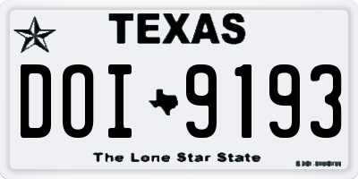 TX license plate DOI9193