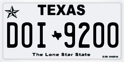 TX license plate DOI9200