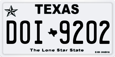 TX license plate DOI9202