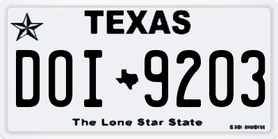 TX license plate DOI9203