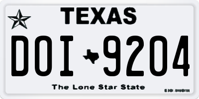 TX license plate DOI9204
