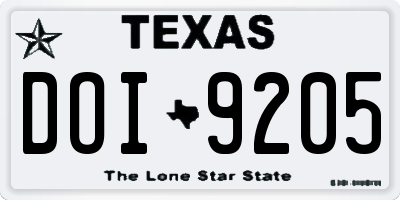 TX license plate DOI9205