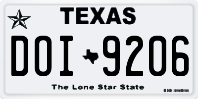 TX license plate DOI9206