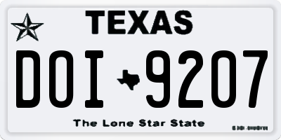 TX license plate DOI9207