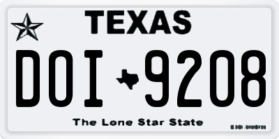 TX license plate DOI9208