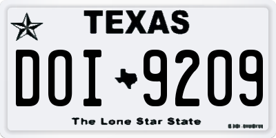 TX license plate DOI9209