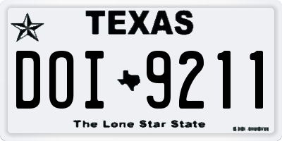 TX license plate DOI9211