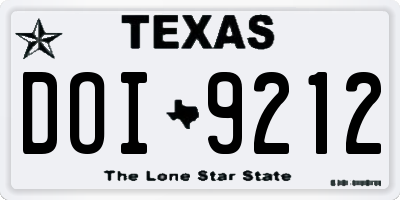 TX license plate DOI9212