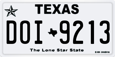 TX license plate DOI9213
