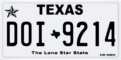 TX license plate DOI9214