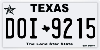 TX license plate DOI9215