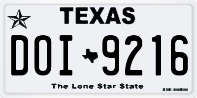 TX license plate DOI9216