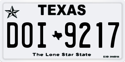 TX license plate DOI9217