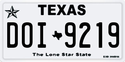 TX license plate DOI9219
