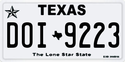 TX license plate DOI9223