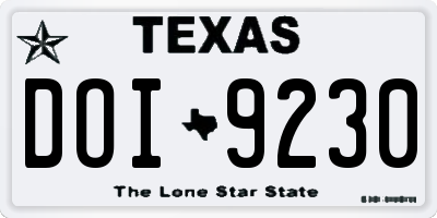 TX license plate DOI9230