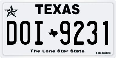 TX license plate DOI9231