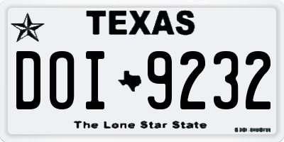 TX license plate DOI9232