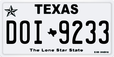 TX license plate DOI9233