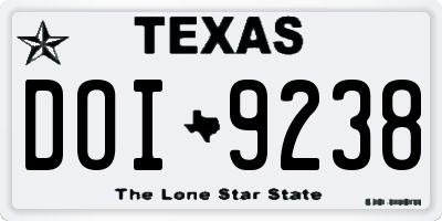 TX license plate DOI9238