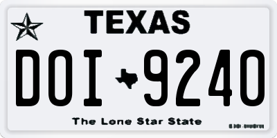 TX license plate DOI9240