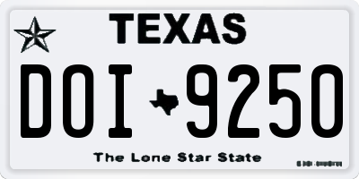 TX license plate DOI9250