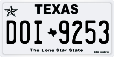 TX license plate DOI9253