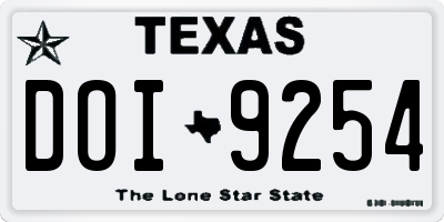 TX license plate DOI9254